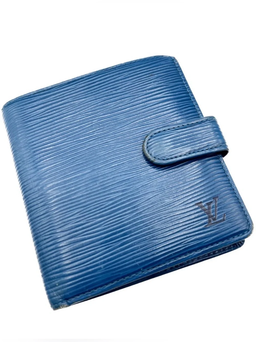 Louis Vuitton Blue Epi Leather Compact BiFold Wallet Unisex Vintage 98 Authentic
